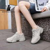 Casual Mesh Platform Sports Shoes Leather Breathable Woman Sneakers 2021 Spring Women's Shoes Lace Up Zapatos De Mujer Beige