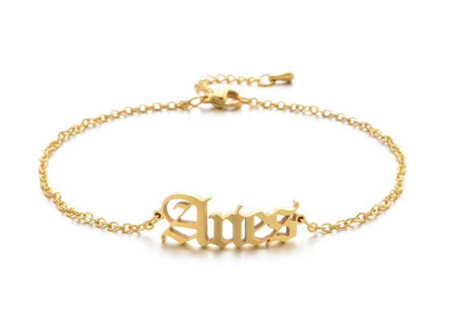 New product retro twelve constellation anklet real gold plating clavicle chain stainless steel anklet female