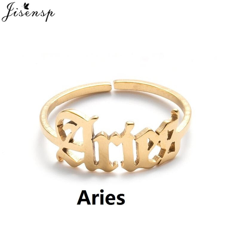 Stainless Steel 12 Constellation Letter Letter Ring