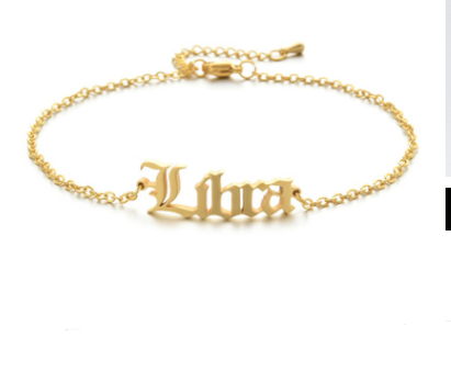 New product retro twelve constellation anklet real gold plating clavicle chain stainless steel anklet female