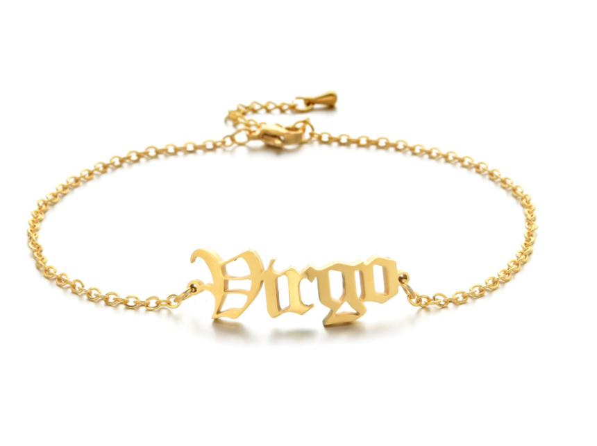 New product retro twelve constellation anklet real gold plating clavicle chain stainless steel anklet female