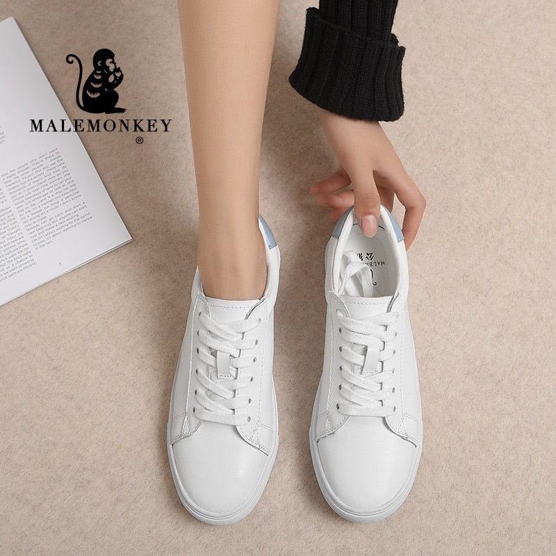 Leather Women Flats Casual White Shoes 2021 Summer Shoes Woman Outdoor Soft Comfortable Sneakers large size Zapatos De Mujer