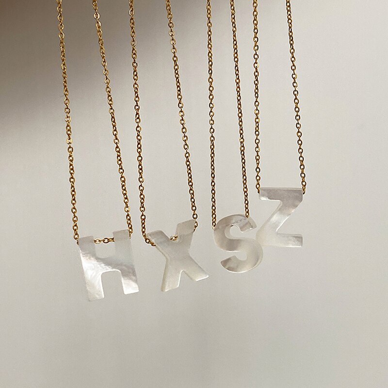 Natural Sea Shell Letter Necklace for Women