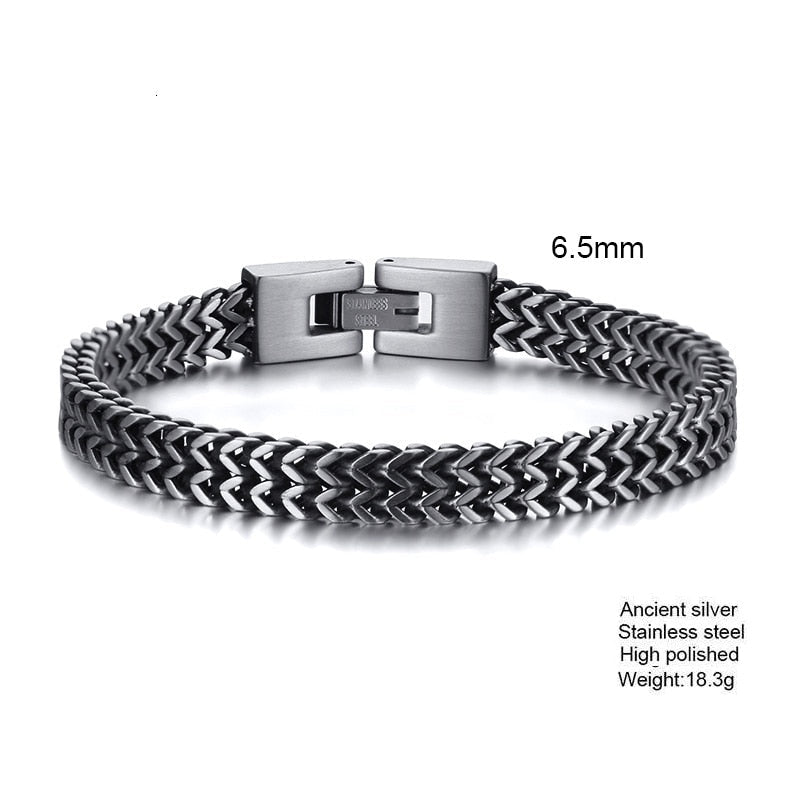 STYLISH STAINLESS STEEL BALI FOXTAIL CHAIN BRACELET FOR MEN DOUBLE FRANCO LINK CHAINS BRACELETS ARMBAND MALE JEWELRY