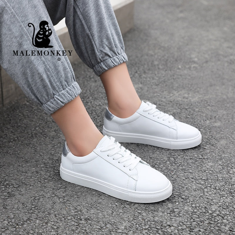 Leather Women Flats Casual White Shoes 2021 Summer Shoes Woman Outdoor Soft Comfortable Sneakers large size Zapatos De Mujer