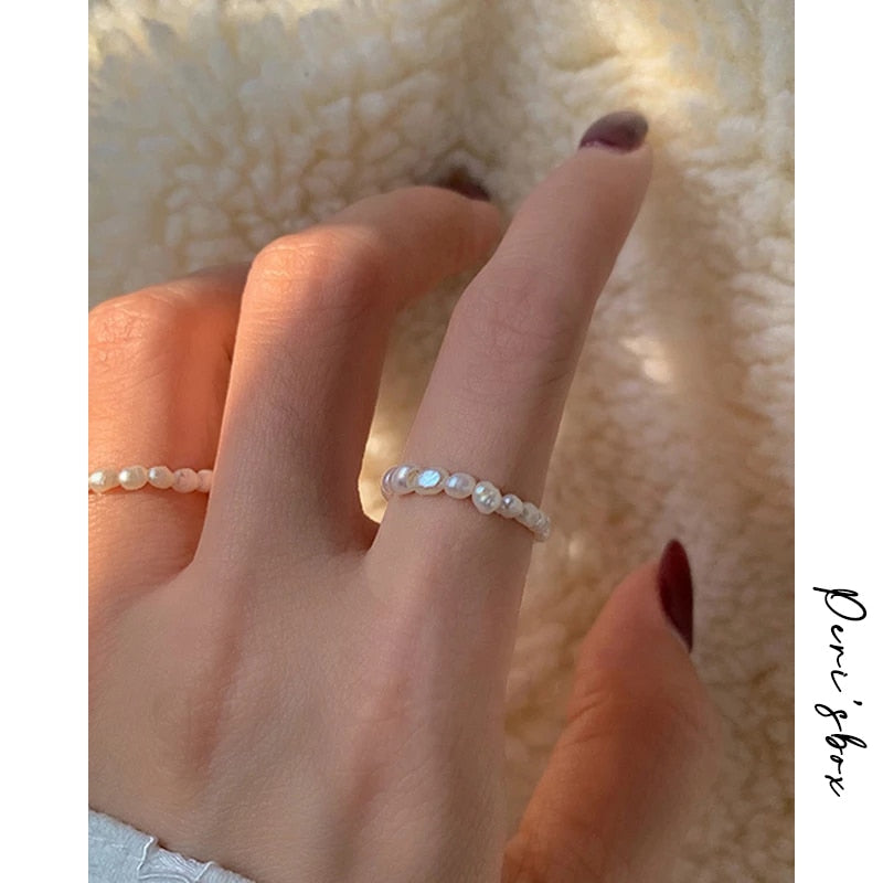 Natural Freshwater Pearl Geometric Rings for Women