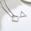 Popular Men Necklace,Interlocking Square Triangle Male Pendant,Stainless Steel Modern Trendy Geometric Necklaces,Hipster Jewelry