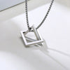 Popular Men Necklace,Interlocking Square Triangle Male Pendant,Stainless Steel Modern Trendy Geometric Necklaces,Hipster Jewelry